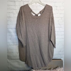 Soho Taupe Knit Sweater Ties In Back